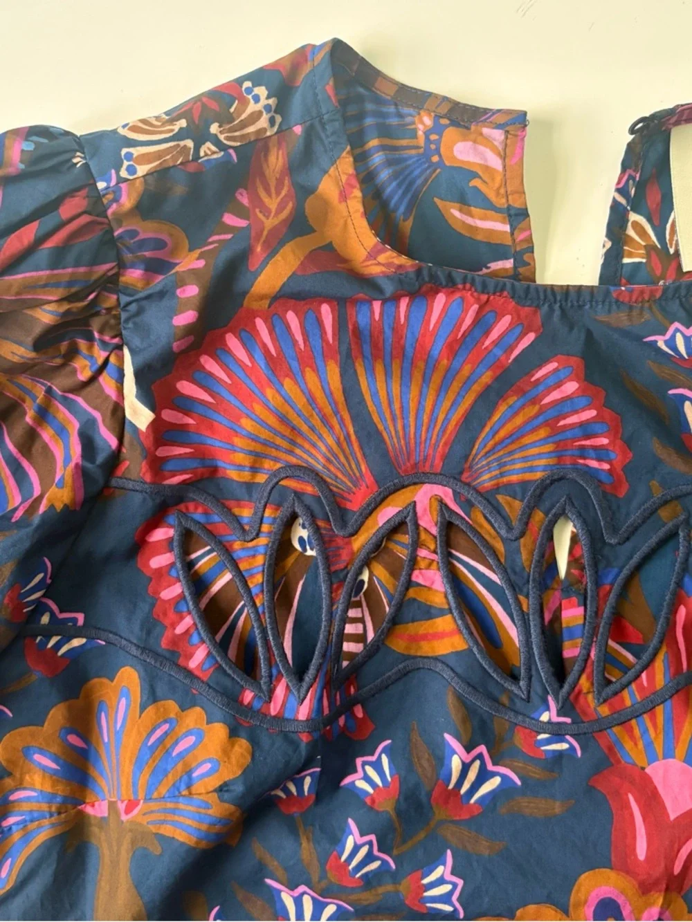 Sold Farm Rio x Anthropologie Multicolor Floral Cutwork Long-Sleeve Top - Picture 5 of 9